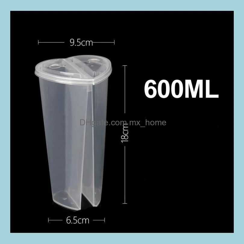 600ML Heart Shaped Double Share Cup Transparent Plastic Disposable Cups with Lids Milk Tea Juice for Lover Couple