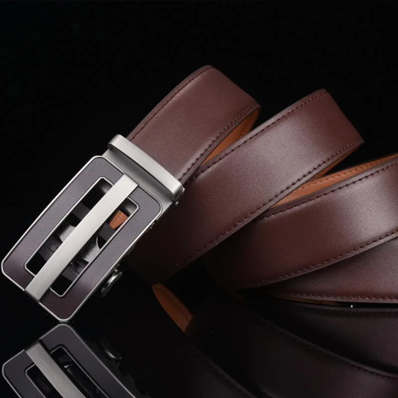 Cinture Cintura Plyesxale Uomo Alta qualità Mens Luxury Genuine Leather Slide Ratchet Per Chocolate Brown Ceinture Homme G19Belts