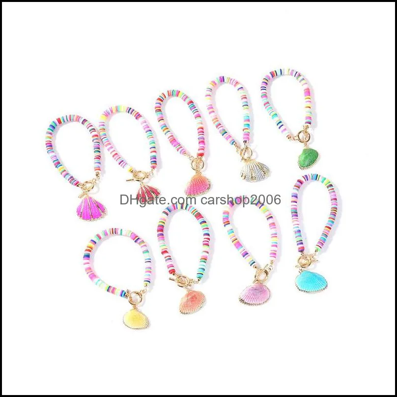 Charm Bracelets Jewelry Lady Bohemian Bracelet Bangle Colorf Sea Shell For Women Girls Summer Beach Part Dhb3V