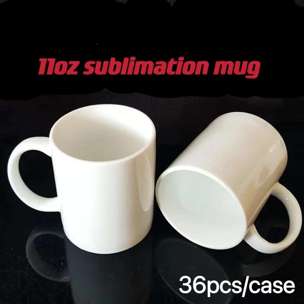 Haute qualité 11 oz / 320 ml Sublimation tasse vierge avec poignée transfert de chaleur personnalisé en céramique bricolage tasse d'eau blanche cadeau de fête boisson spot en gros