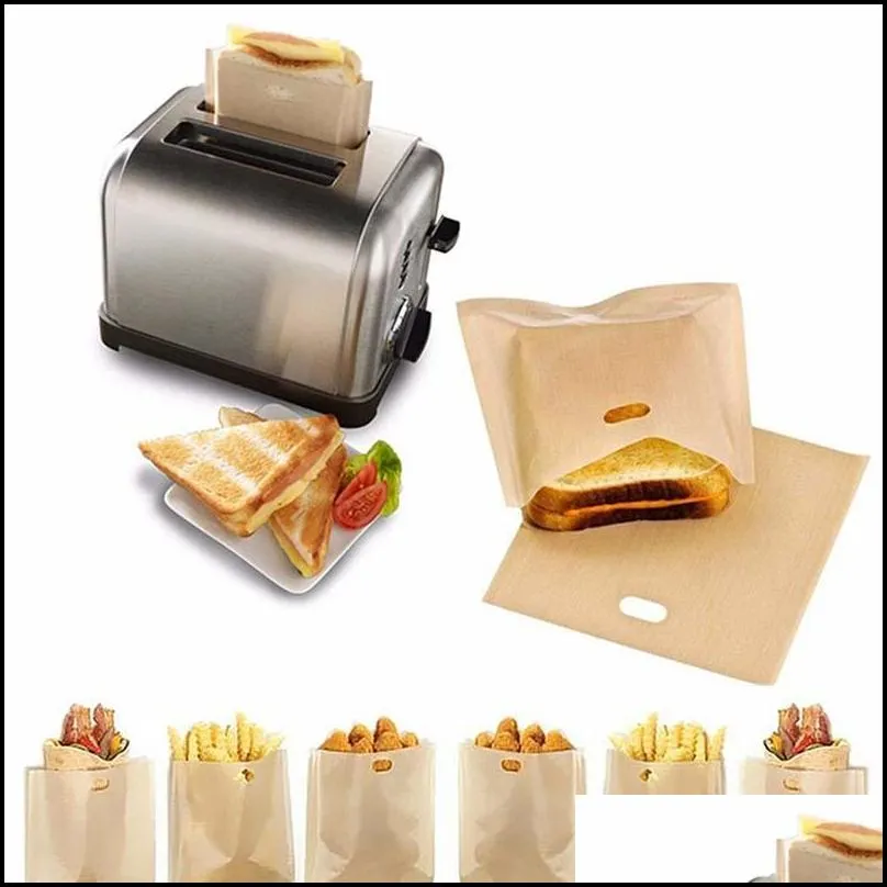 toaster bags grilled cheese sandwiches bags reusable non-stick toaster bags bake toast bread bag toast microwave heating bh3058 tqq