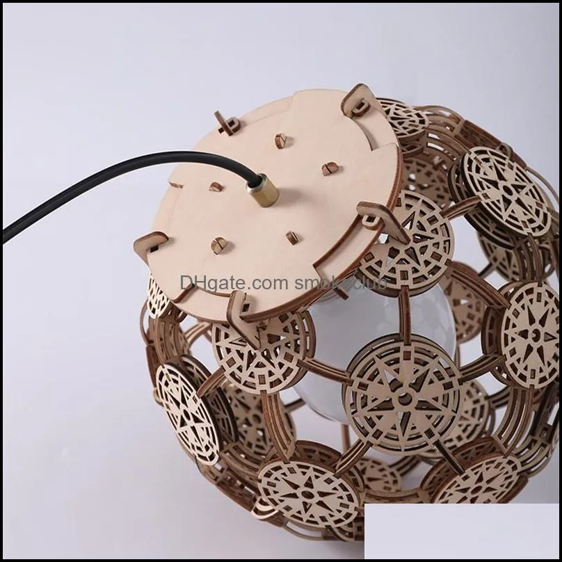 Wooden Chandelier Personalized home decor Lampshade Assembled Wood Lamps Designer your logo Decoration Hotel Ornamentation Pendant Light Garniture