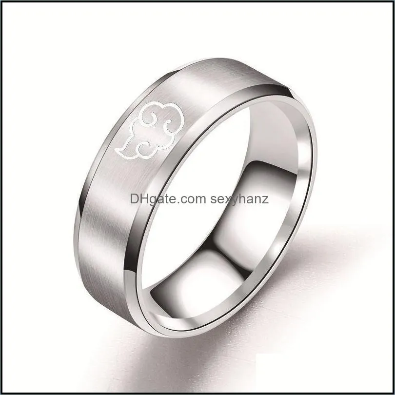 anime cosplay cloud band ring japanese style animation stainless steel jewelry titanium men`s rings