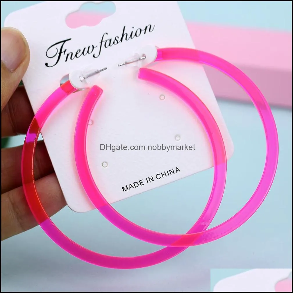 Large acrylic C hoop earrings orcent for women hyperbole summer Party night club pub earrings