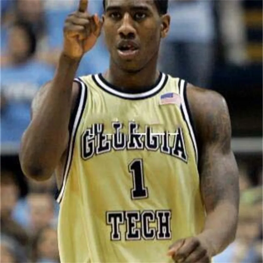 Nikivip custom XXS-6XL Vintag #1 Circa 1989 Iman Shumpert Game Worn University of Tech Yellow Jackets Jersey ou personnalisé n'importe quel nom ou numéro Co