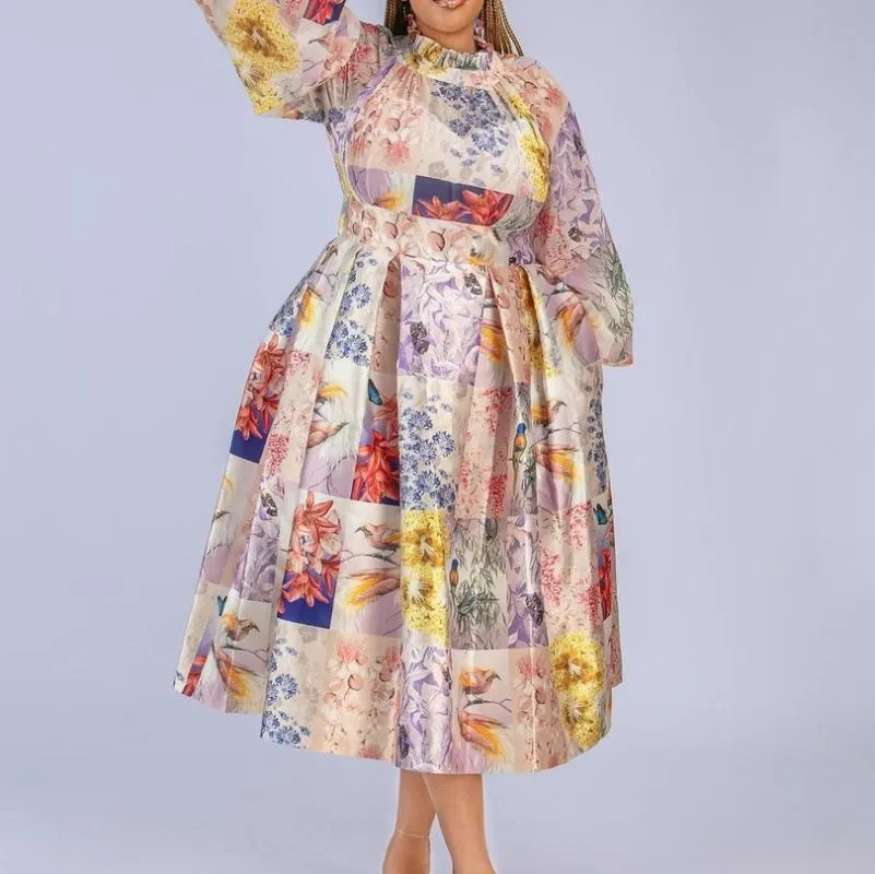 Ubranie etniczne moda Afrykańskie sukienki dla kobiet 2022 jesień zima dashiki w stylu długiego rękawu nadruk bogaty bazin maix194U