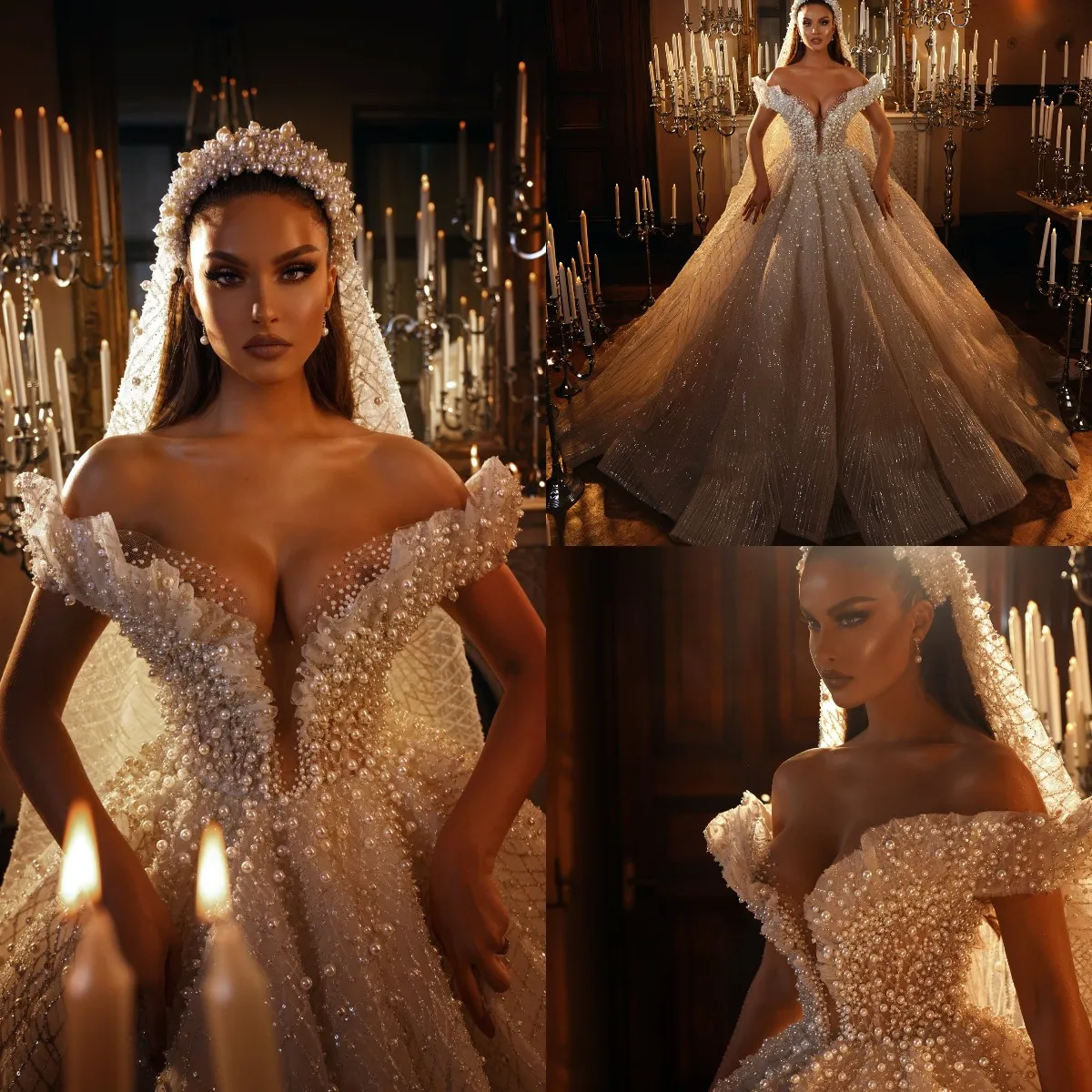 Superbe robe de bal robe de mariée sexy col en V sans manches hors épaule dentelle fleur appliques paillettes perles robes de bal longueur de plancher robes de mariée sur mesure