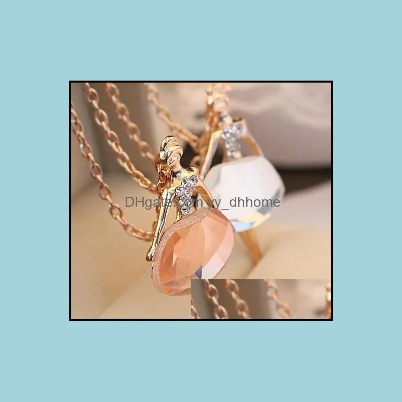 statement necklaces sweet charming full of crystal necklaces ballet girl pendants long sweater chain necklace yydhhome