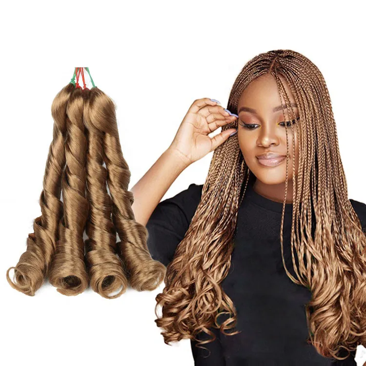 Francês cachos de crochê sintéticos que trançam extensões de cabelo yaki estilo ondulador ondulador de cabelo natural de cabelos curiosos