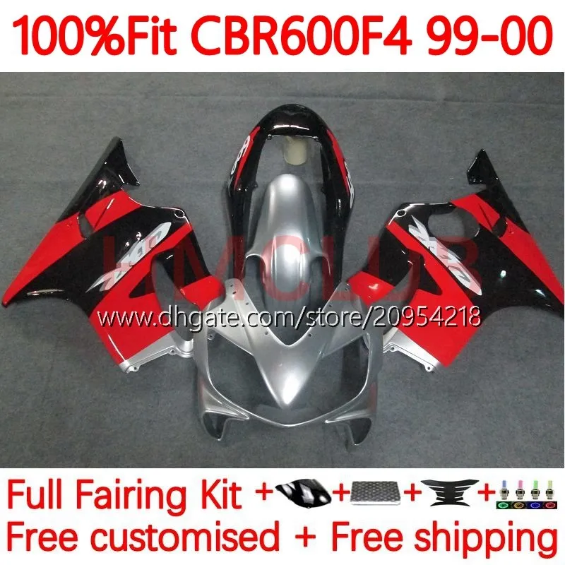 Wtryskowy korpus formy do Honda CBR 600 F4 FS CC 600F4 600CC 1999-2000 Bodywork 136NO.53 100% dopasowanie CBR600F4 CBR600 F4 99 00 CBR600FS 1999 2000 Zestaw OEM Fairing Srebrny czarny