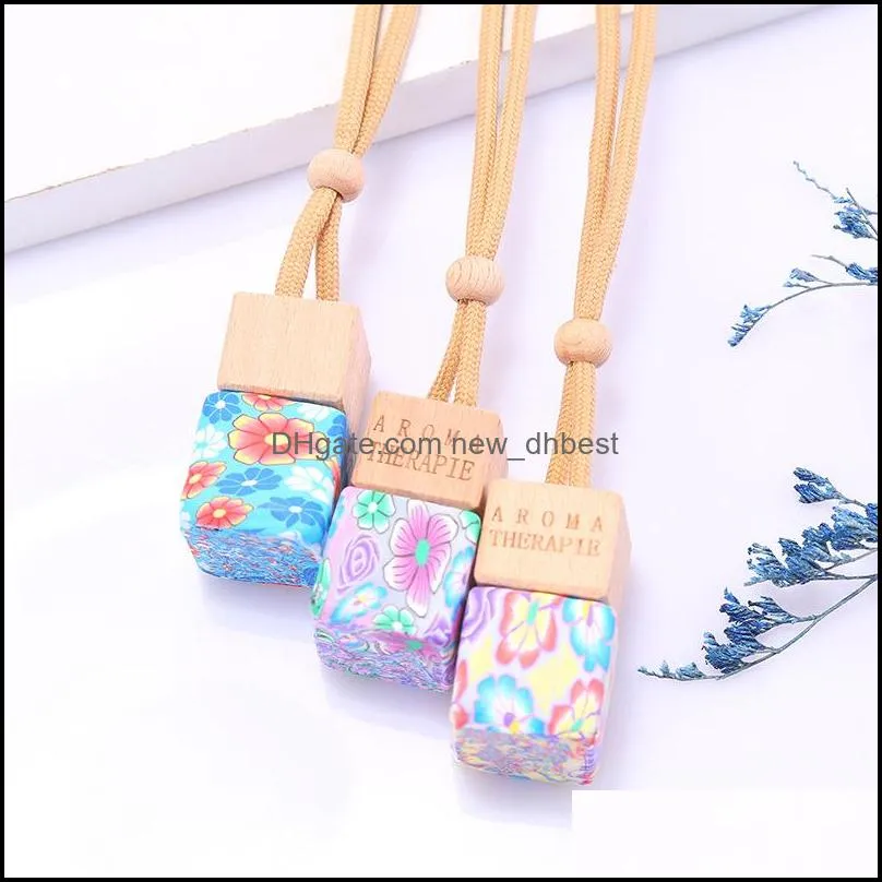 8 ML Essential Oils Diffusers Printed fashion lanyard Cars Perfume Bottle Creative Empty Bottles Car Pendant Perfumes 3 Colors 246 G2