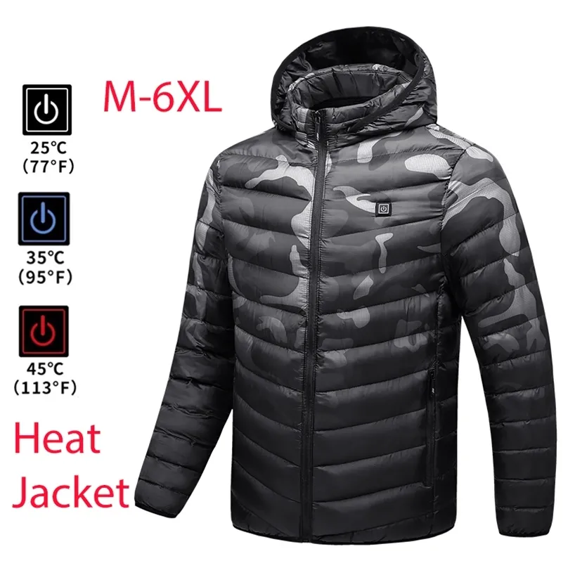 Men Waterproof Heated Jacket USB Winter Outdoor Electric Heating Warm Sprot Thermal Coat Clothing Heatable Cotton s 220813