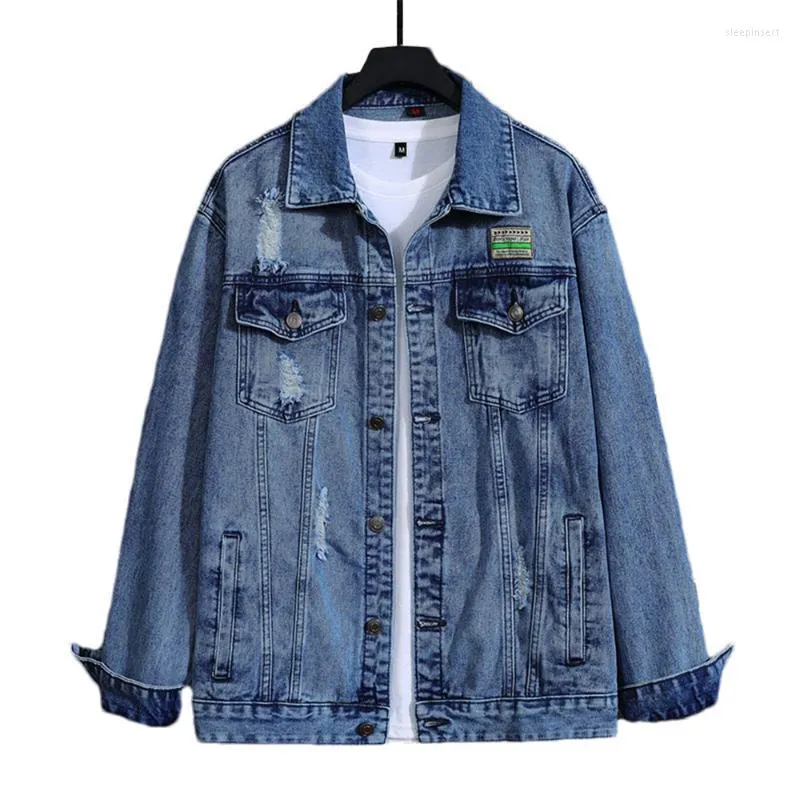 Herrenjacken Frühling Herbst Trendy Marke Plus Size Herren bestickte High Street Hip-Hop Denim lose koreanische Modejacke S-4XLMen's