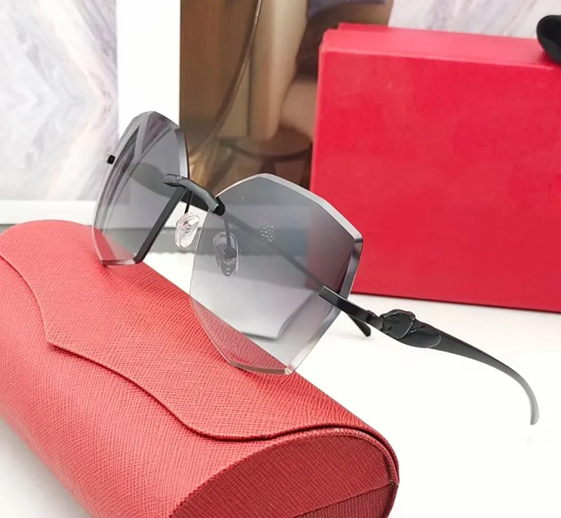 نظارة شمسية سداسية كبيرة الحجم للرجال والنساء نظارات بدون إطار عدسات متدرجة بدون إطار نظارات شمسية بائع وصفة طبية بإطار معدني أسود ذهبي نظارات بدون إطار