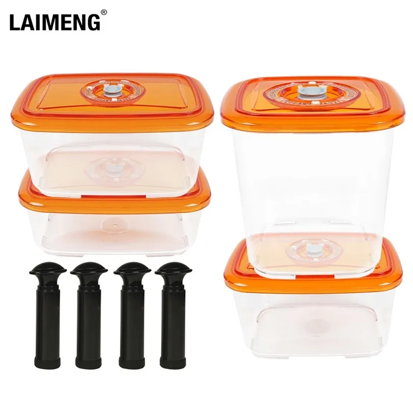 Laimeng vacuüm container plastic opbergcontainer voor vacuümvoedselaar met deksel vochtige luchtdichte keukenlunchbox S267 T200902