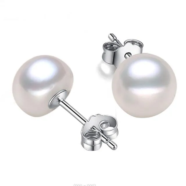 Orecchini in argento 925 con perle oversize da 13-14 mm Orecchini con perle d'acqua dolce bianco Rosa viola Gioielli da sposa moda donna / ragazza