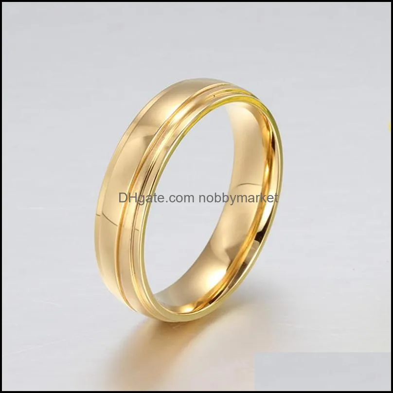 Wedding Rings Fashion Gold-Color Couple + Cubic Zirconia Stainless Steel Engagement Ring For Women Men