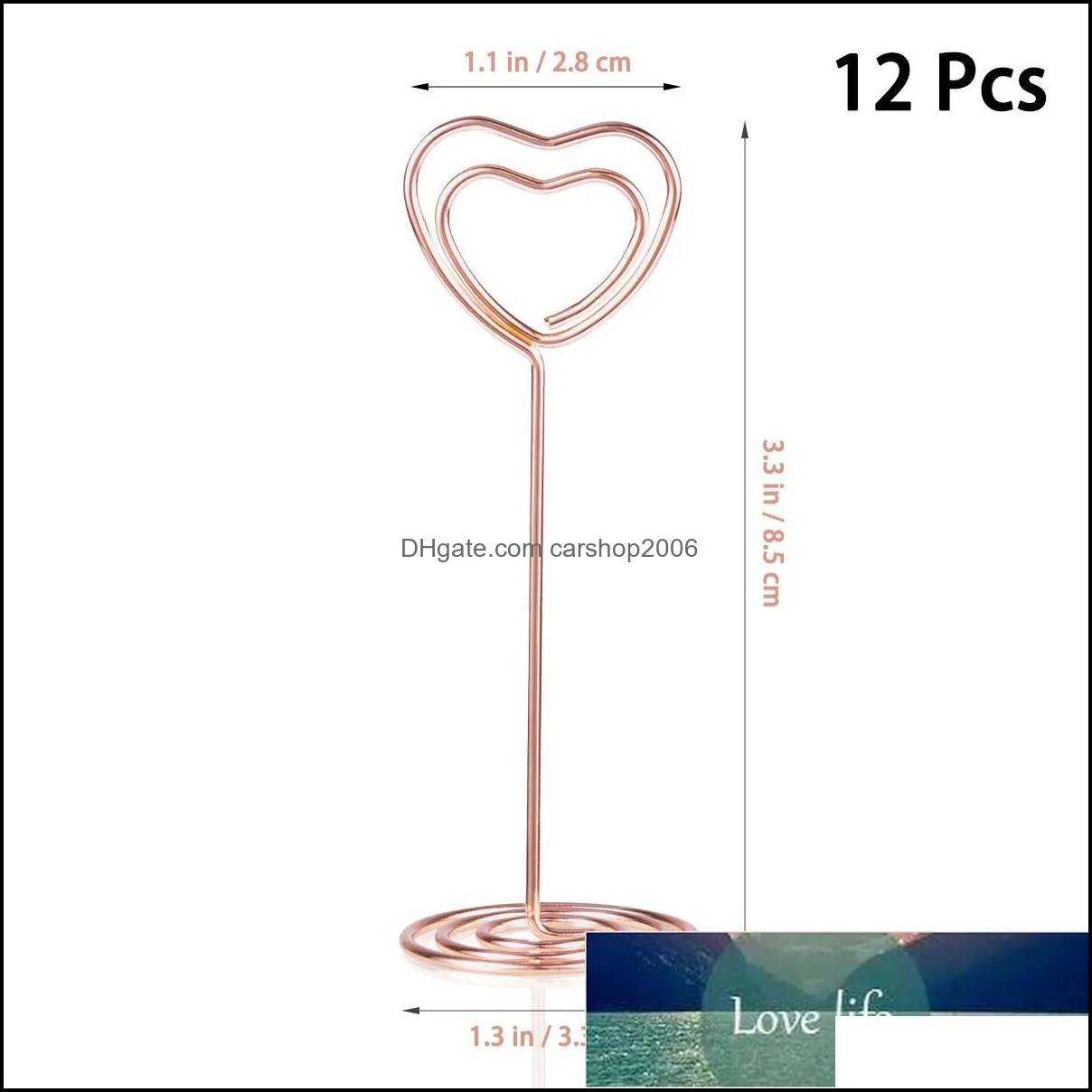 12PCS Rose Gold Heart Shape Photo Holder Table Stand Place Card Clips Paper Menu Number Holder For Wedding Party Favors Decor
