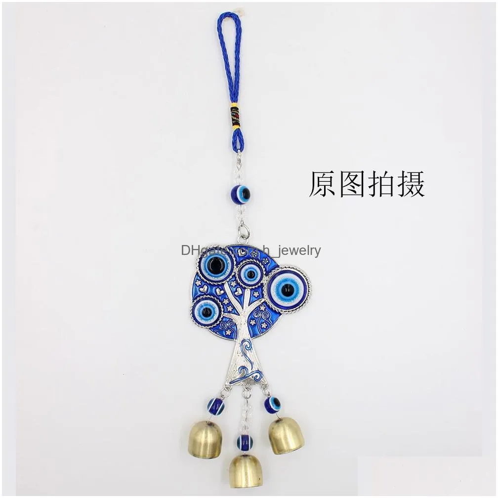 jewelry accessories tree of life enamel evil eye turkish style car pendant blue eyes bronze bells pendants