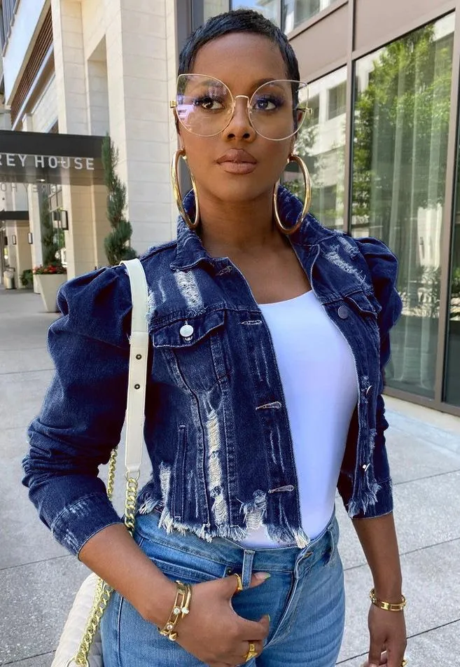 2021 Giacca Donna Giacca Di Jeans Sfilacciata Donna Giacche Di