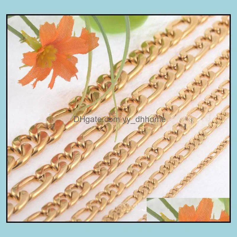 6mm gold bracelet chains for men hot sale titanium steel link chain bracelets 22cm fashion jewelry wholesale - 0780wh