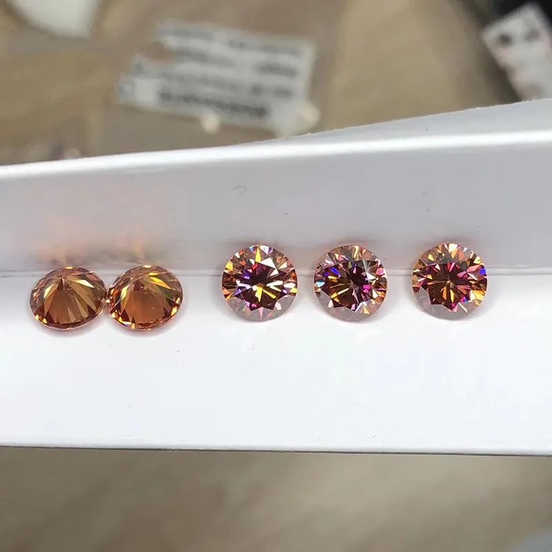 Andere oranje rode kleur vvs1 ronde gesneden moissaniet losse stenen 8 hart pijl diamant test pass edelsteen voor doe -het -zelf sieraden andere andere andere