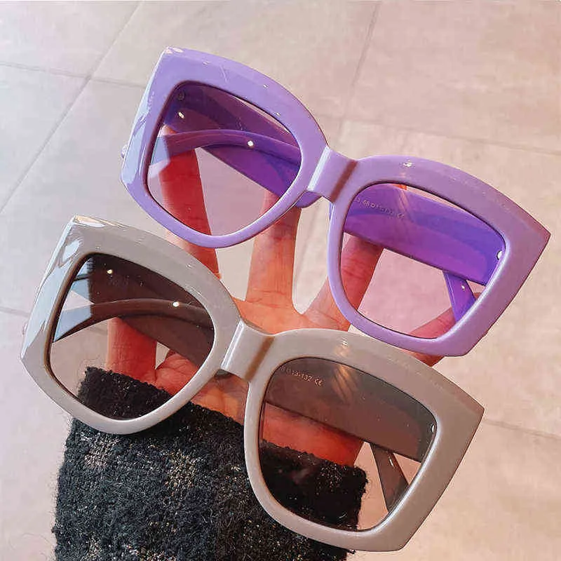Vintage Oversized Square Sunglasses Women Luxury Trend Brand Designer Fashion Big Frame Sun Glasses Summer Colorful Goggles 220611