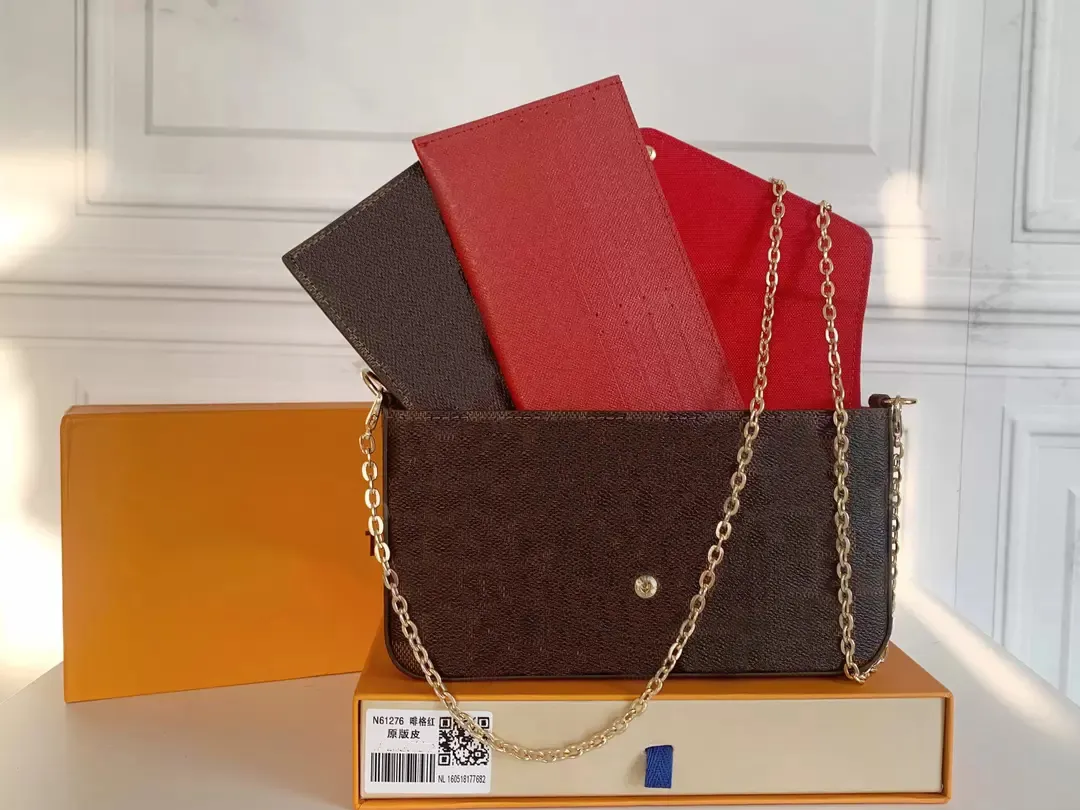 portafogli Borsa di design di lusso di alta qualità Felicie borse a tre pezzi borsa da donna in pelle borsa a tracolla con scatola