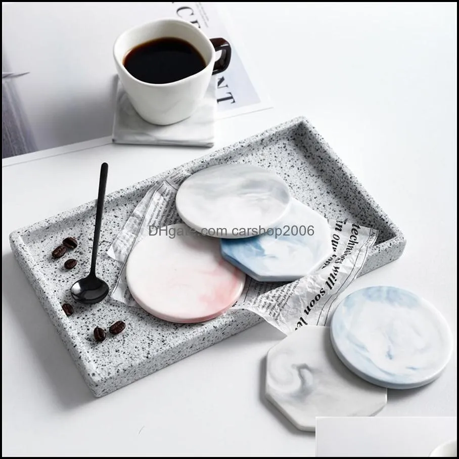 Marble cork coaster, Nordic ceramic heat insulation pad, spot anti scalding tea holder, household anti slip cup and bowl