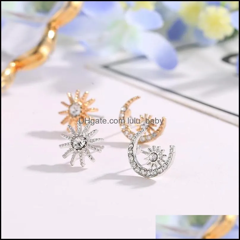 asymmetric earrings bijoux moon star earring christmas gifts rhinestone stud earrings