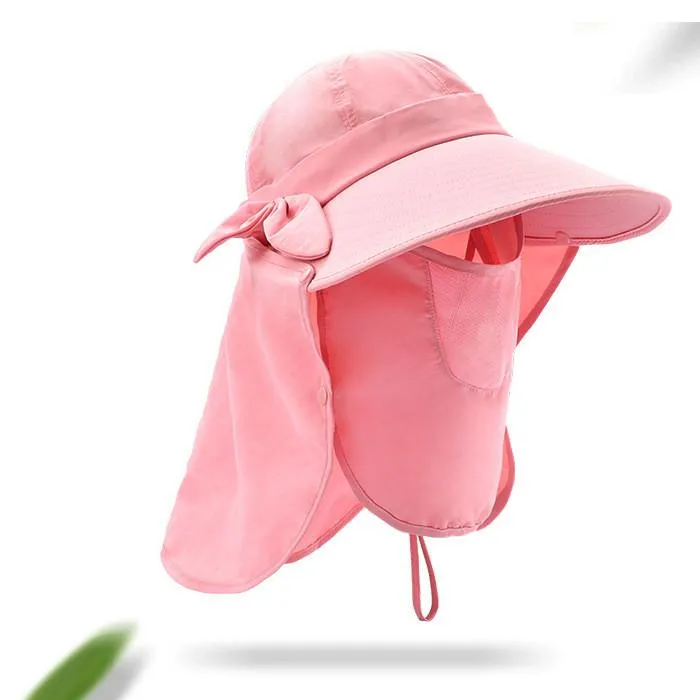 Sunshade Hat Foldable Caps ultraviolet-proof Wide Brim Summer Speed Dry UV Sunscreen Hats Causal Travel Camping Woman Cap with bowknot WMQ703
