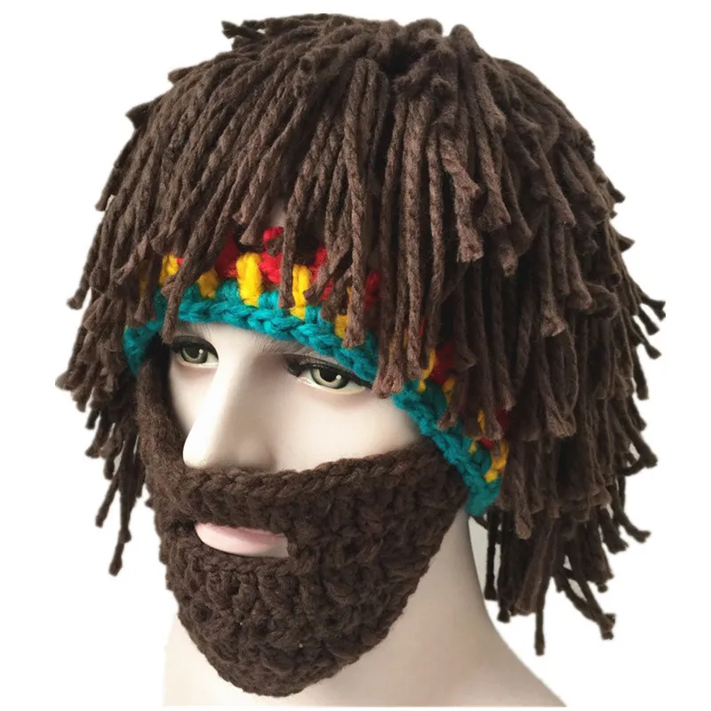 Dreadlocks Chapeau synthétique Extensions de cheveux drôles Chapeau de barbe Men et femmes Adultes HAUT MAINS WIG