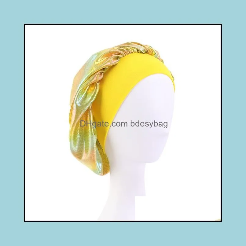 silky bonnet for women wide elastic band sleep cap breathable headwear lady salon makeup hair wrap hat fashion hair accessories