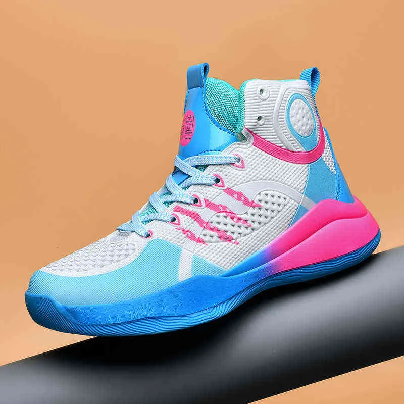 Yushuaifei vävda barnskor basketskor pojkar och flickor Miami White Blue Pink Sonic 9 Studenter Practical Wear-Resistent och