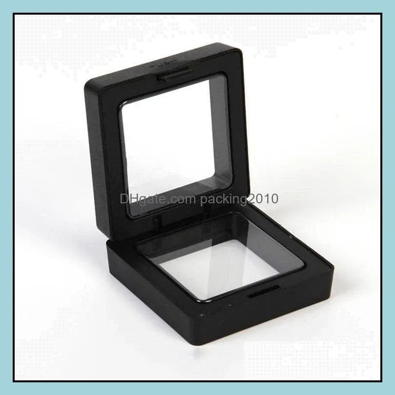 transparent 3d floating box picture frame film suspension shadow boxes membrane pte jewelry display stand ring pendant holder paf14424