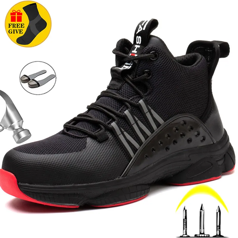 Plus Size 49 50 Men Lightweight Safety Shoes Men Work Boots Indestructible Sneakers Work Shoes Anti-smash Steel Toe Shoes Male 220411