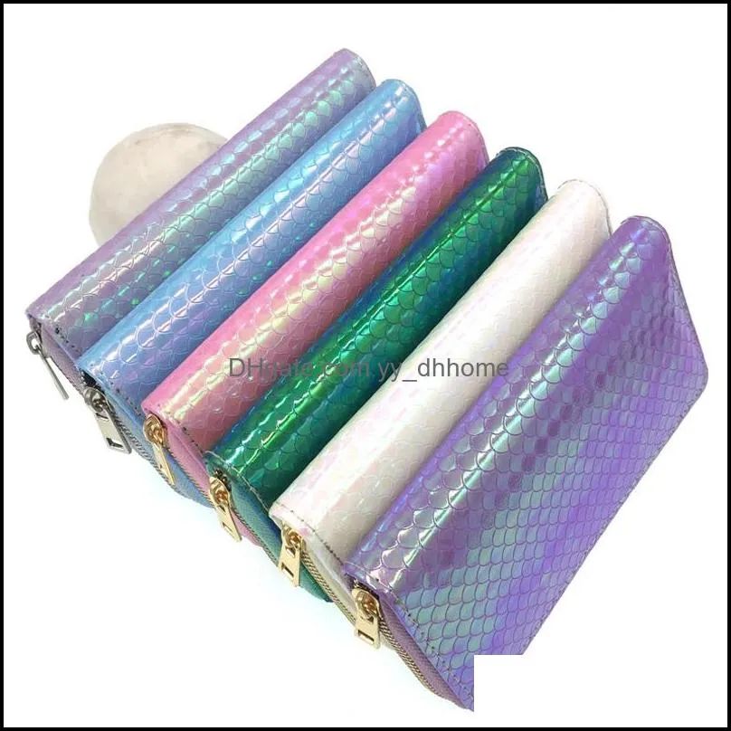 fashion glitter lady long wallet women mermaid zipper purse coin purses clutch phone wallet leather handbag card bag money holder dbc