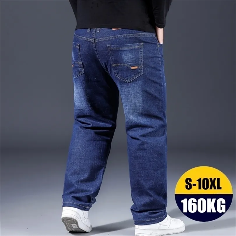 Fashion 10xl übergroße Jeans Männer Fett lose Hosen lässige Cargohose Schwarze Baggy komfortable Arbeit täglich 220813