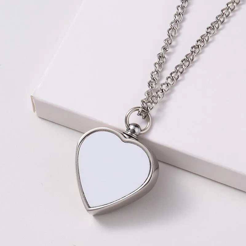 Sublimation Pendant Thermal Transfer Printing Necklace Urn Memorial Necklaces White Blank DIY Pendants Lovers Heart Ornament with Sublimated DH8880