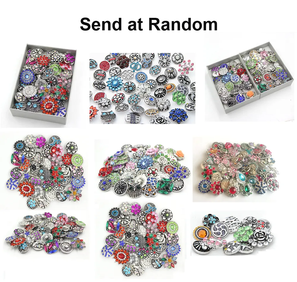 Fashion Wholesale Interchangeable Mix Metal Button Rhinestone Crystal liobonar Snap Buttons for Snap Jewelry Snap Bracelet Snaps Necklace