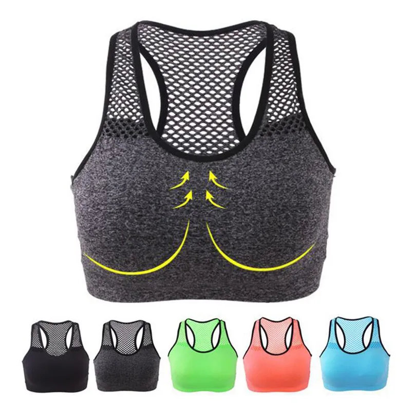 Reggiseno sportivo da donna per yoga, corsa, allenamento, rete traspirante, supporto medio, reggiseni per attività fitness, compressione ad asciugatura rapida