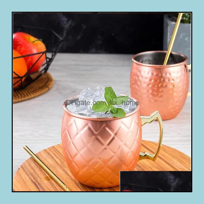 copper mug stainless steel beer cup coffee mug with handle rose gold hammered copper plated drinkware wq114