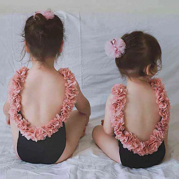 Vieeoase Girls Flower Flower Swimes One Swim Kids Clothing Summer Fashion Fashion Backless Princess Swimwear CC-285