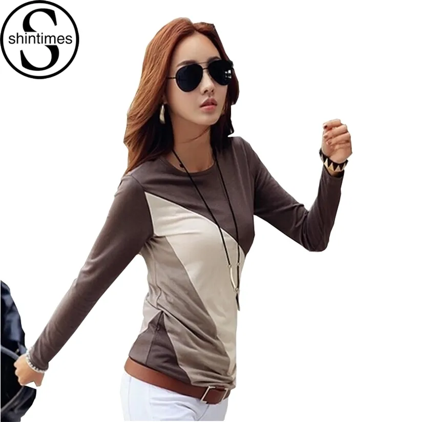 Tee Shirt Femme T女性長袖コットンTシャツカワイイ韓国衣料品レディーストップスビッグサイズT- Camisetas Mujer 220328