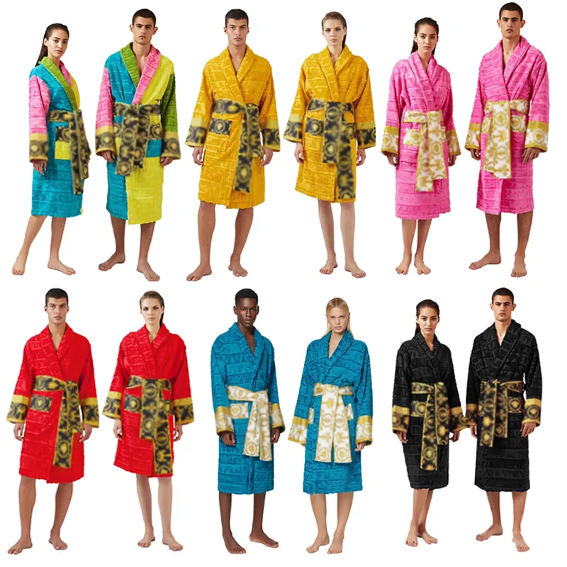 Men's Robes High Quality Cotton Men Women Bathrobe Sleepwear Long Robe Designer Letter Print Couples Sleeprobe Nightgown Winter Warm Unisex Pajamas 013 Di1k