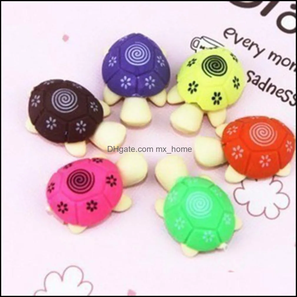 2 Pcs/set!! Random Color! Cute Tortoise Eraser Rubber Stationery Kids Gift Correction Erasers School Supplies Students Eraser