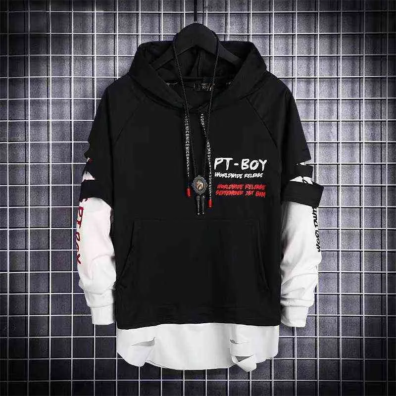 Autumn Mens Techwear Hoodie: Black Casual Streetwear