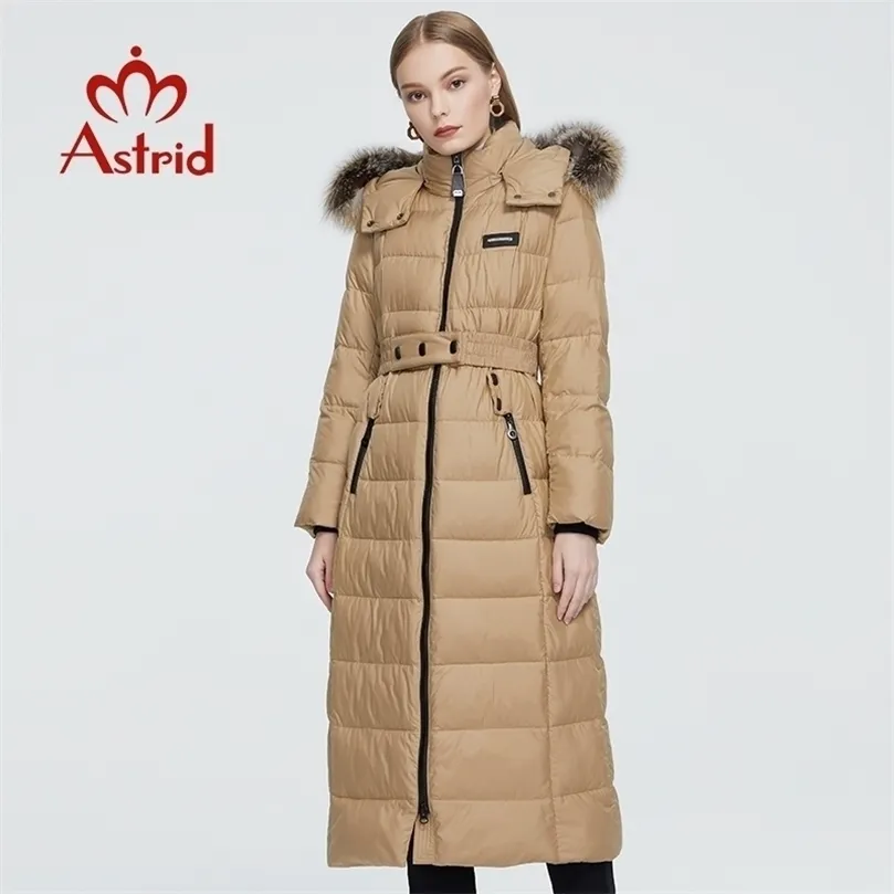 Astrid Winter Women's Coat Women Long Warm Parka Fashion Jacket med tvättbjörn päls huva stora storlekar kvinnliga kläder 8716 201127