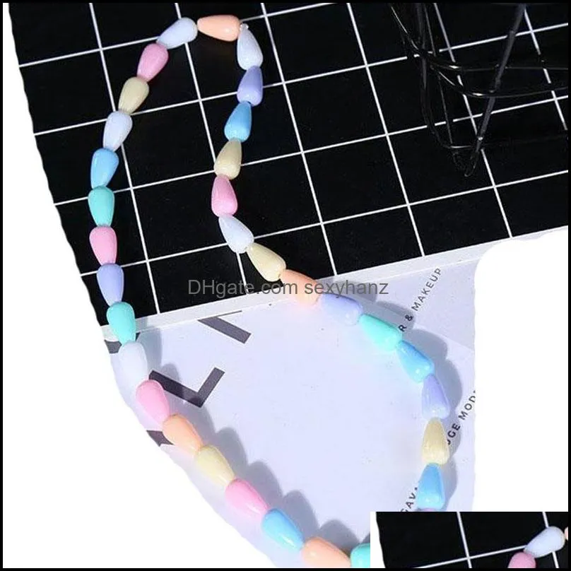 handmade kids girl candy color jewelry acrylic beaded bracelets +necklace 2pcs set children birthday party christmas decor