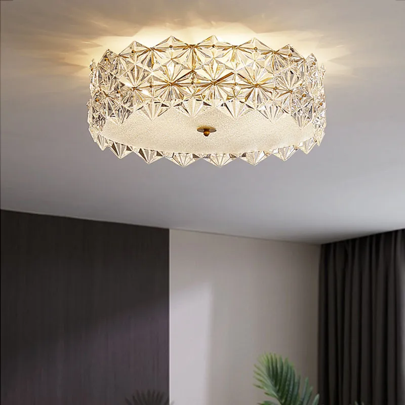 Lámpara de techo de cristal de lujo con luz postmoderna italiana simple creativa redonda 2022 nuevas lámparas de dormitorio principal